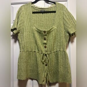 Torrid Olive Button-Front Knit Blouse